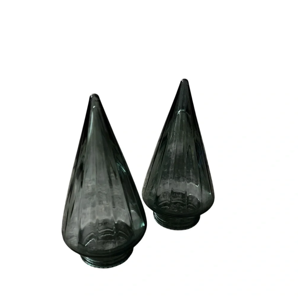 Target Bullseye 6” green glass hollow Christmas Tree set of 2 holiday decor